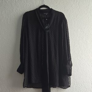 Adrianna Papell Black Sheer Blouse